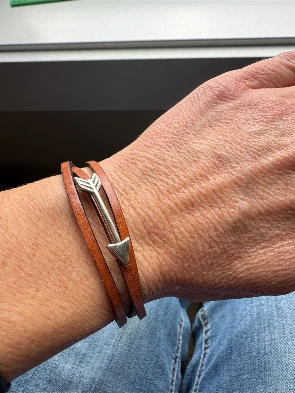 Brown Leather Arrow Wrap Bracelet - Unbranded
